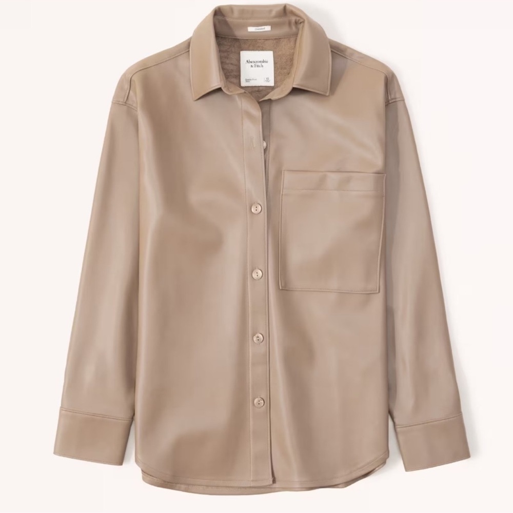 Abercrombie & Fitch Oversized Vegan Leather Shirt Jacket Size L